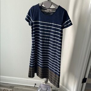 Max Studio Navy and White Striped Dress